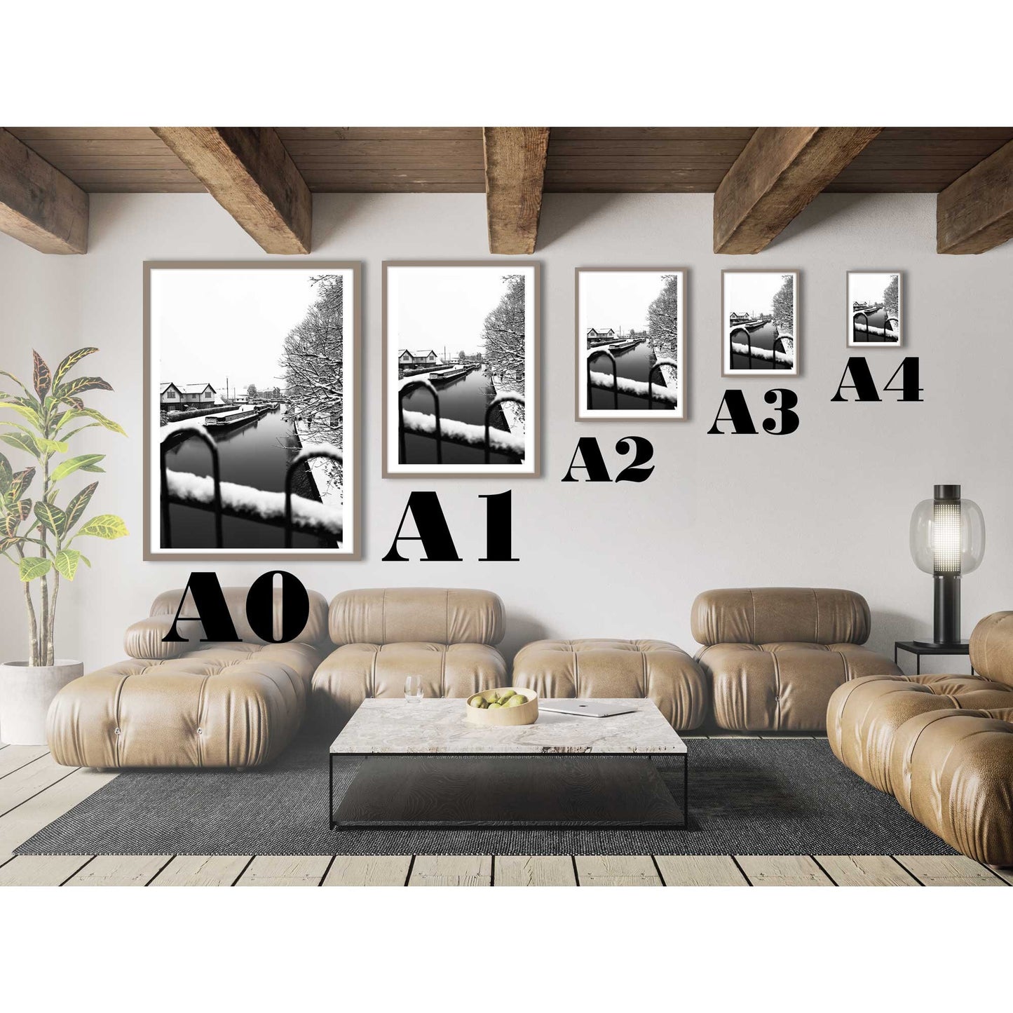 Richard Abram photography - Black and White Winter Photo of Worsley Canal in Manchester, Winter Photographic Home Decor Fine Art Print A4, A3, A2