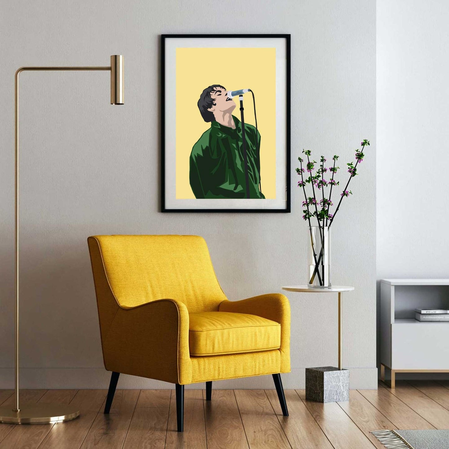 Oasis Liam Gallagher Illustration Poster, British Music Inspired Minimal Wall Art Print