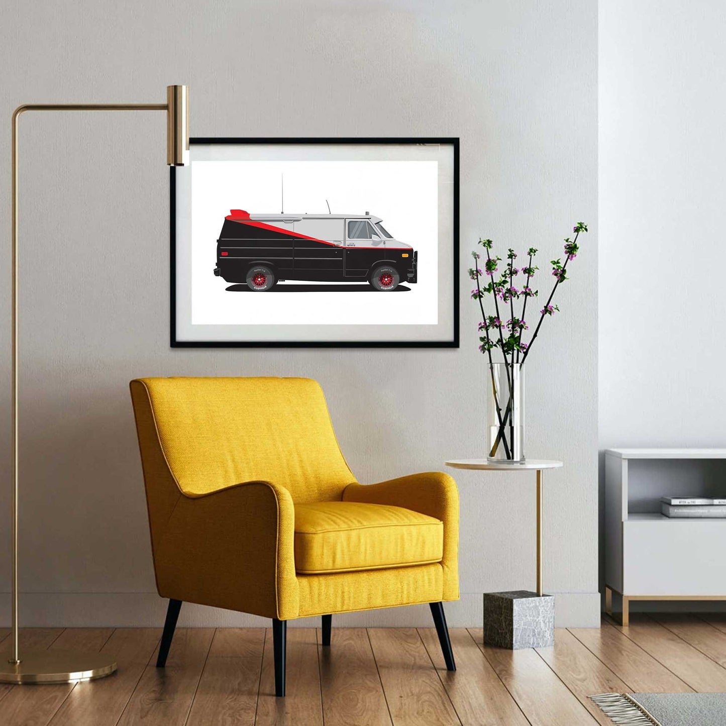 1980s GMC Vandura A-Team Van Illustration, Custom Poster, Vehicle Art, A-Team Vehicle Illustration