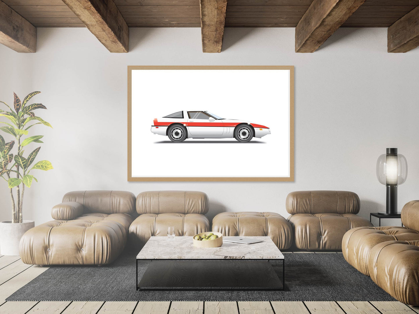 A-Team Chevrolet Corvette Coupe Car Illustration, Custom Car Poster, Car Portrait, Car Art, Vehicle Artwork