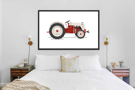 Vintage Red Tractor Illustration, 1952 Ford 8N Tractor Digital Art Print, Farming poster, perfect for the farm or home