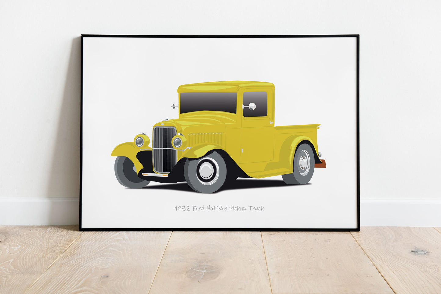 Car Illustration, Custom Car Poster, 1932 Ford Hot Rod Pickup Car Portrait, Car Art, Vehicle, Truck Print