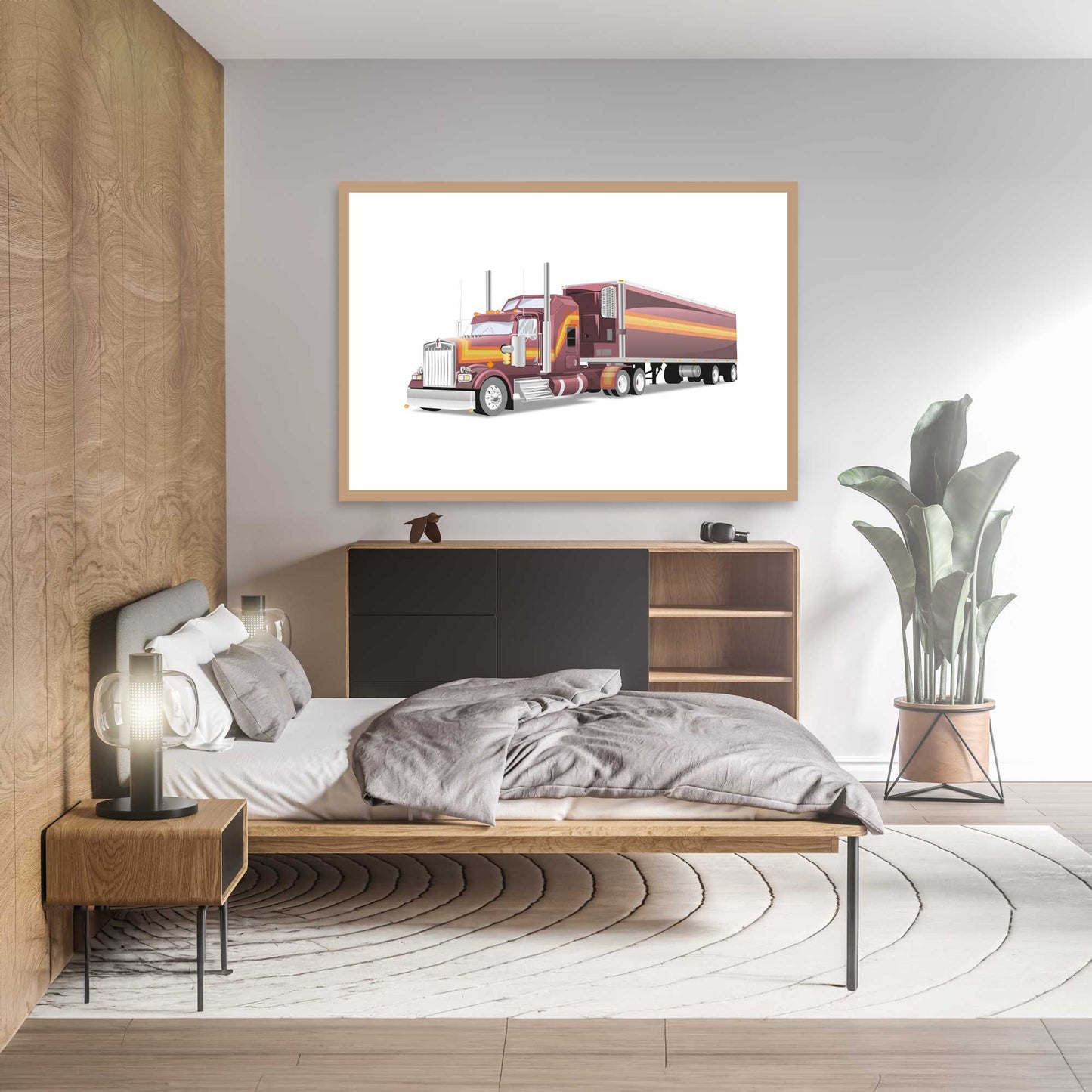 Custom Illustration M.A.S.K 80s Cartoon, Car Retro-Themed Custom Print Kenworth W900L Rhino Truck