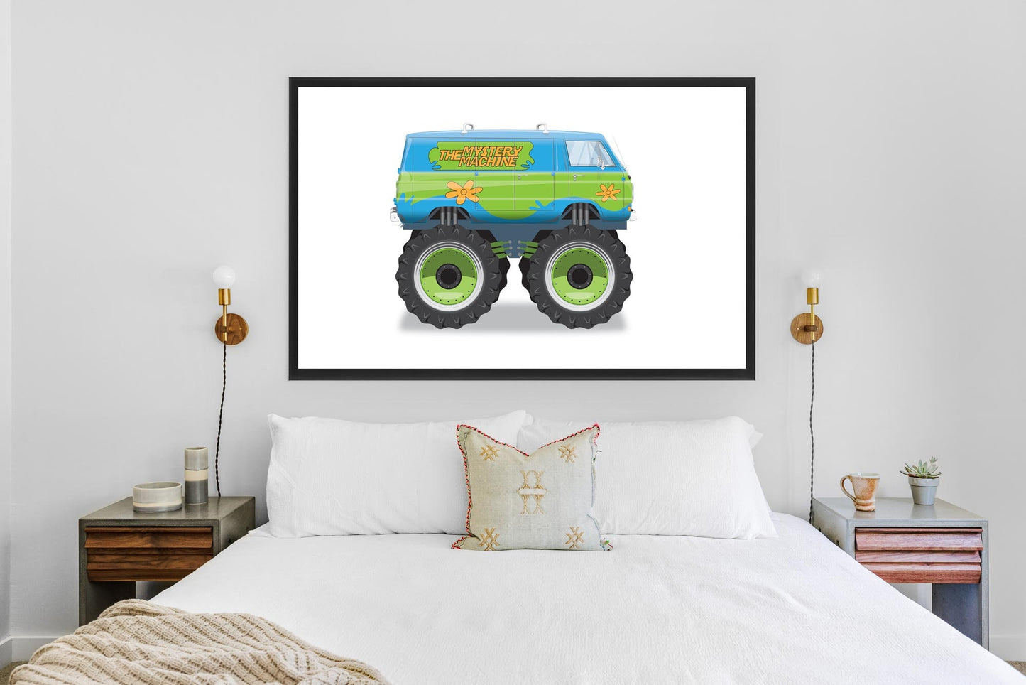 Monster Truck Mystery Machine Scooby-Doo Van Illustration, 1966 Dodge A100 Van Vehicle Illustration, Movie Poster, Vehicle Art