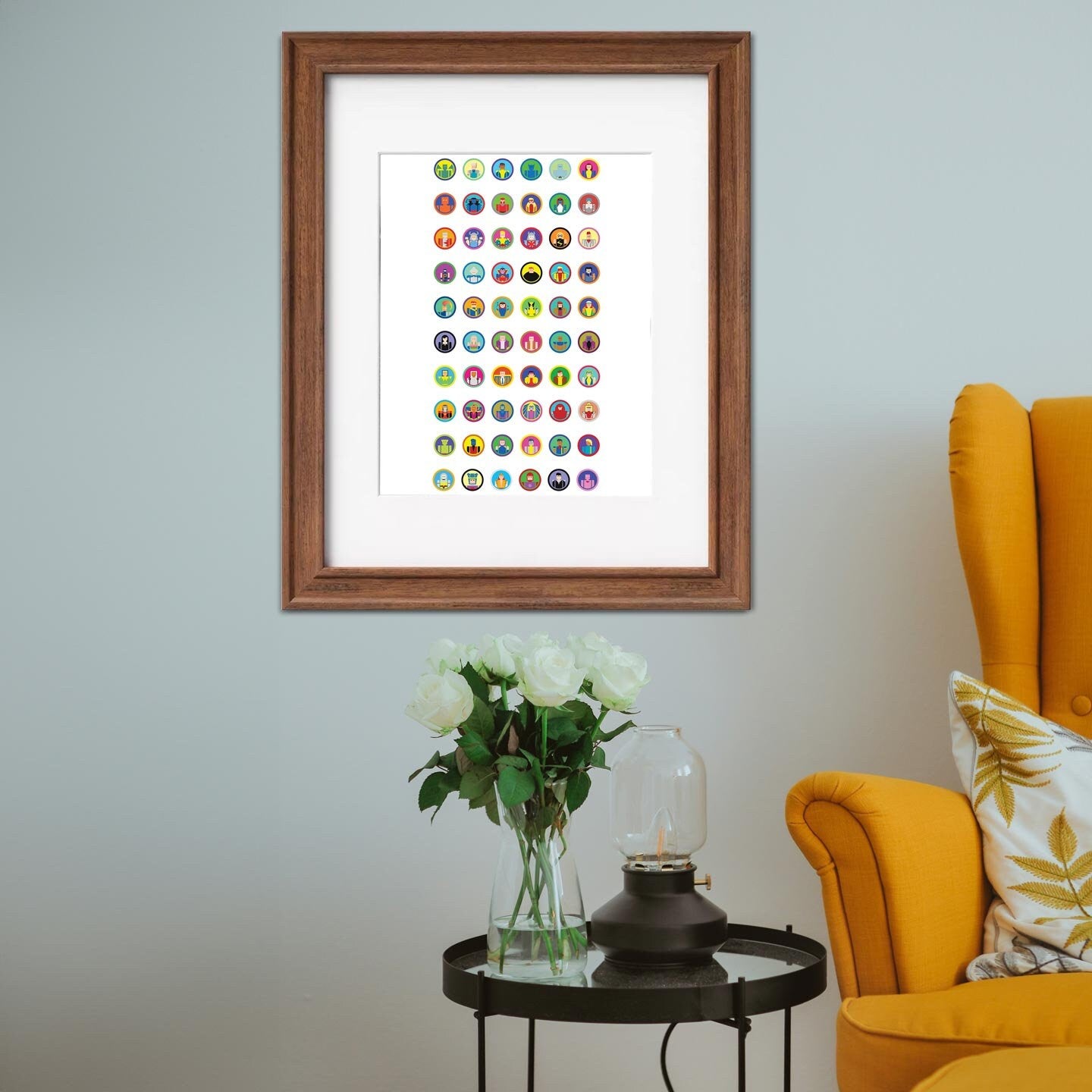 Minimalist X-men Head Icons Illustration, Custom Poster Art, Marvel Superhero Printable Wall Art