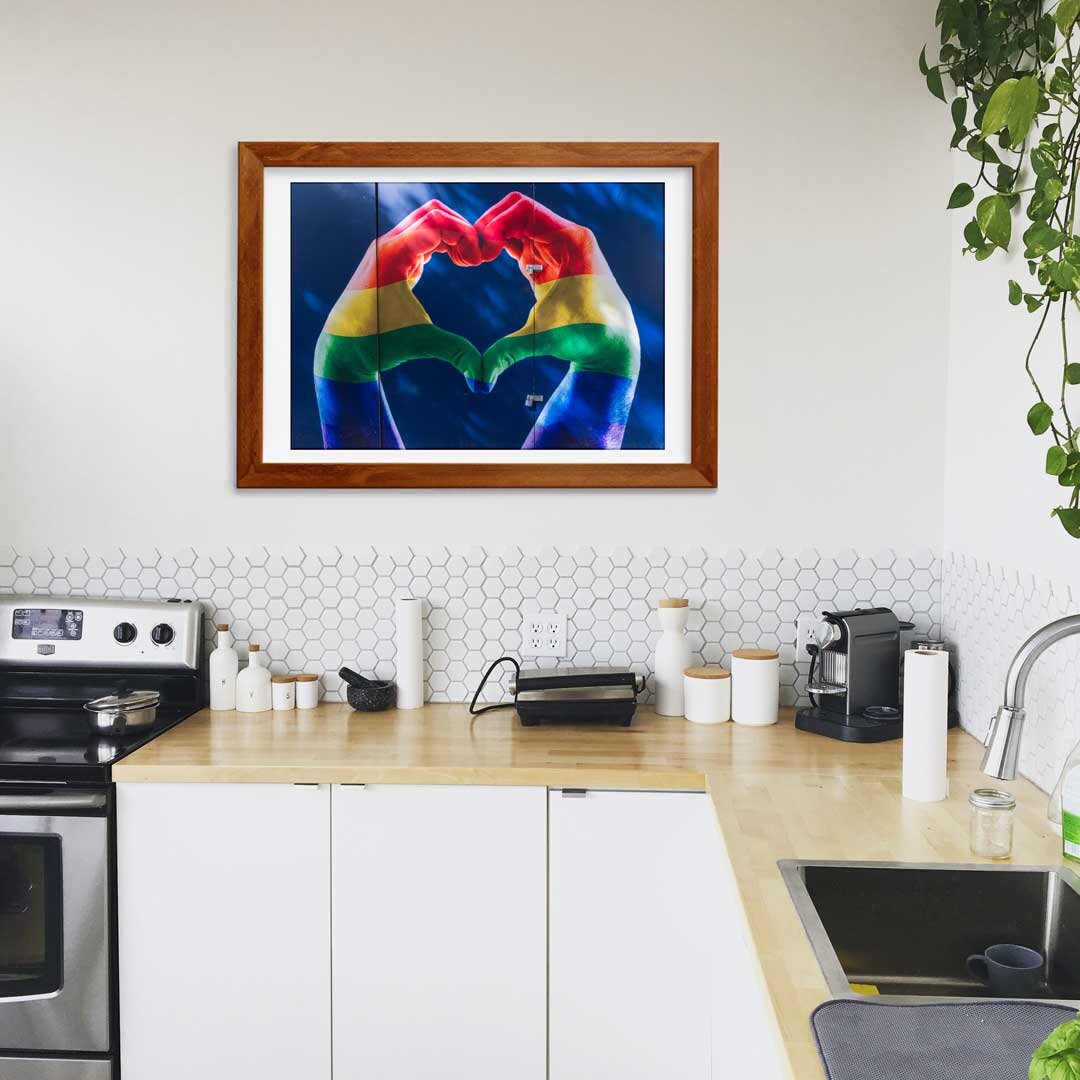 Pride Love Heart Hands LGBTQ+ Celebration Décor Photography Print, Equality Home Gift Rainbow Themed print, Fine Art, Wall Art Print