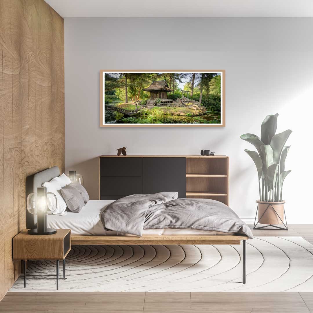 Japanese Peace Garden Panoramic, Landscape Photography Prints, Wall Art