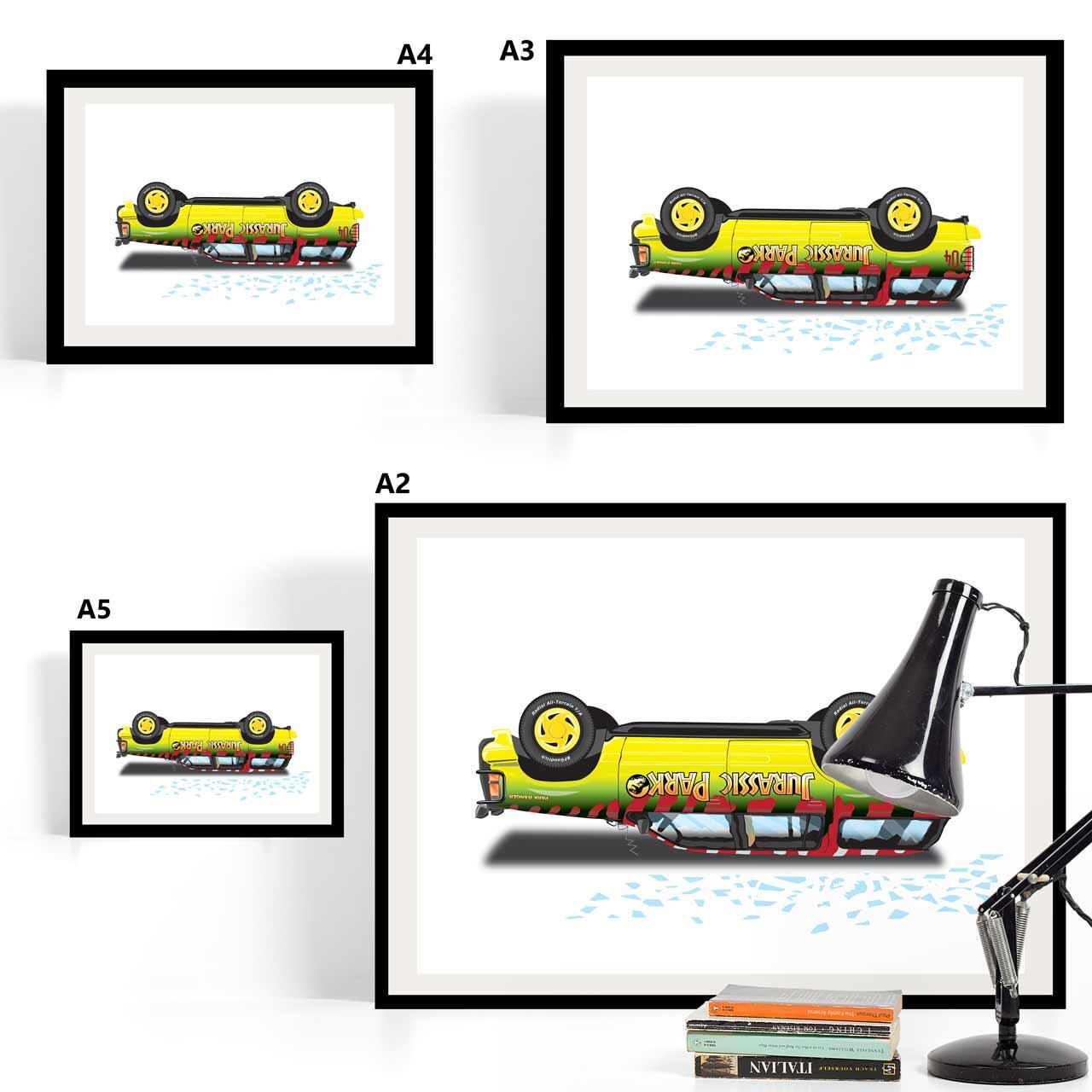 Jurassic Park Explorer Vehicle - Car Illustration, Handmade Artwork Print, Wall Art, Poster