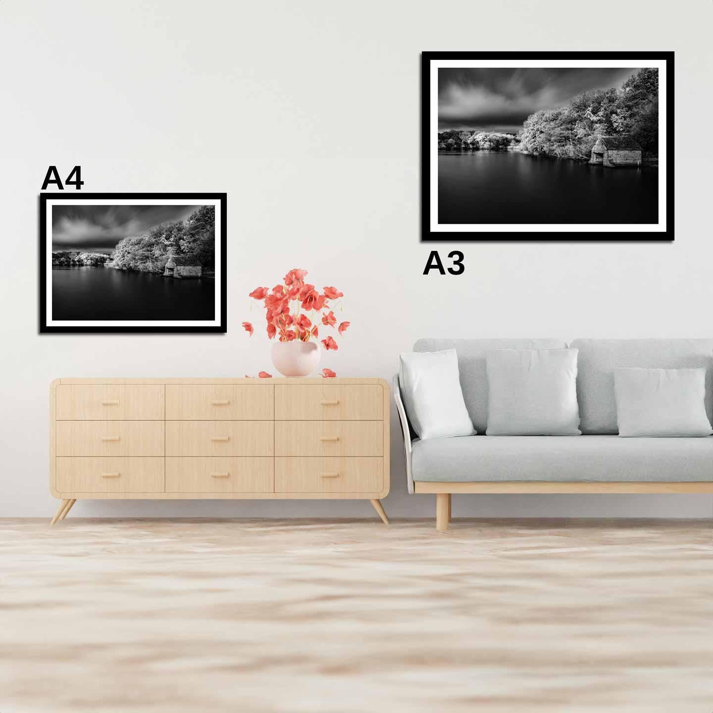 Peak District Countryside Landscape Fine Art Print in Black and White, A4, A3, A2