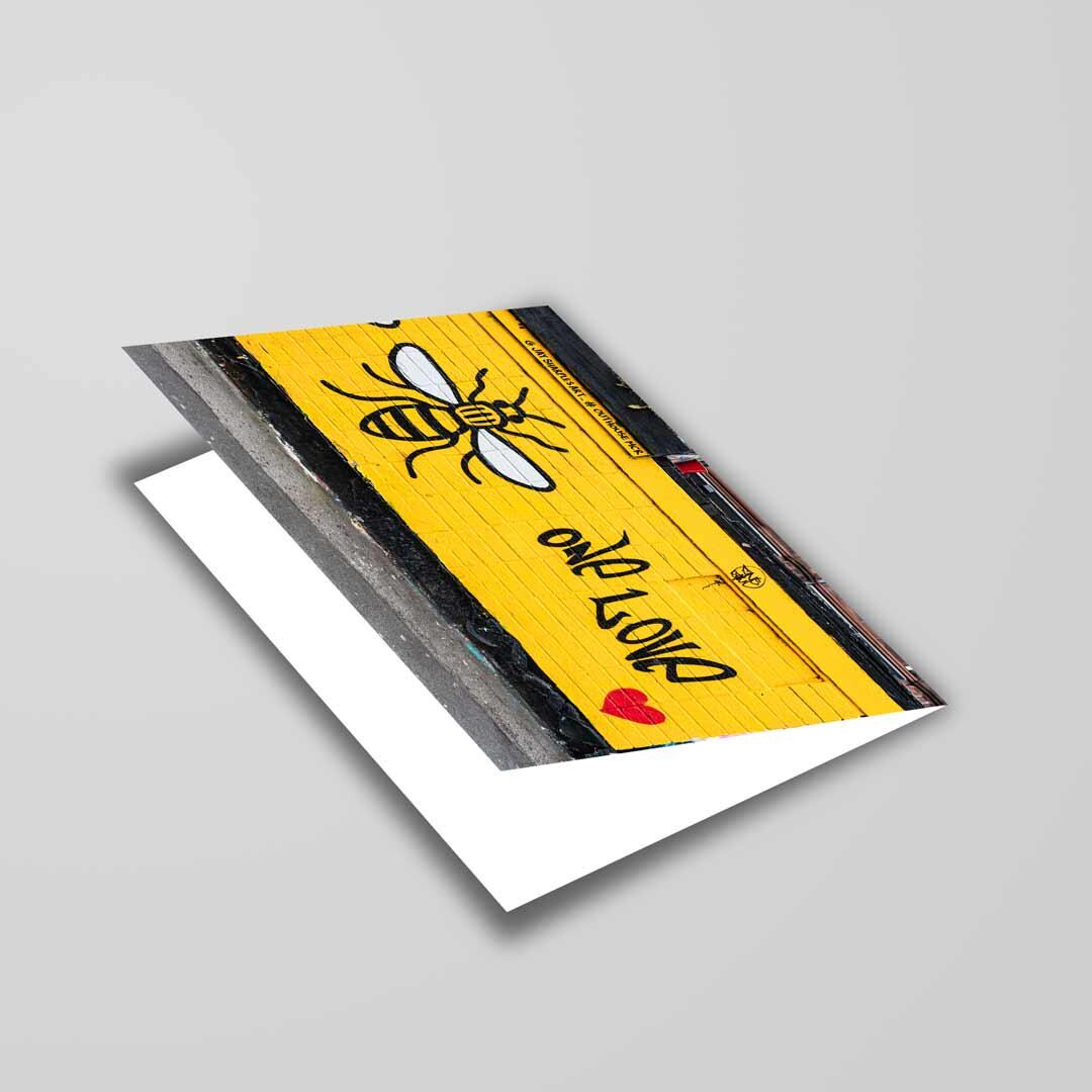 Manchester Bee Colourful Creative Greetings Card A5 to fit A5 Picture Frame, Street Photography, Wall Art, Graffiti photo, Manchester print