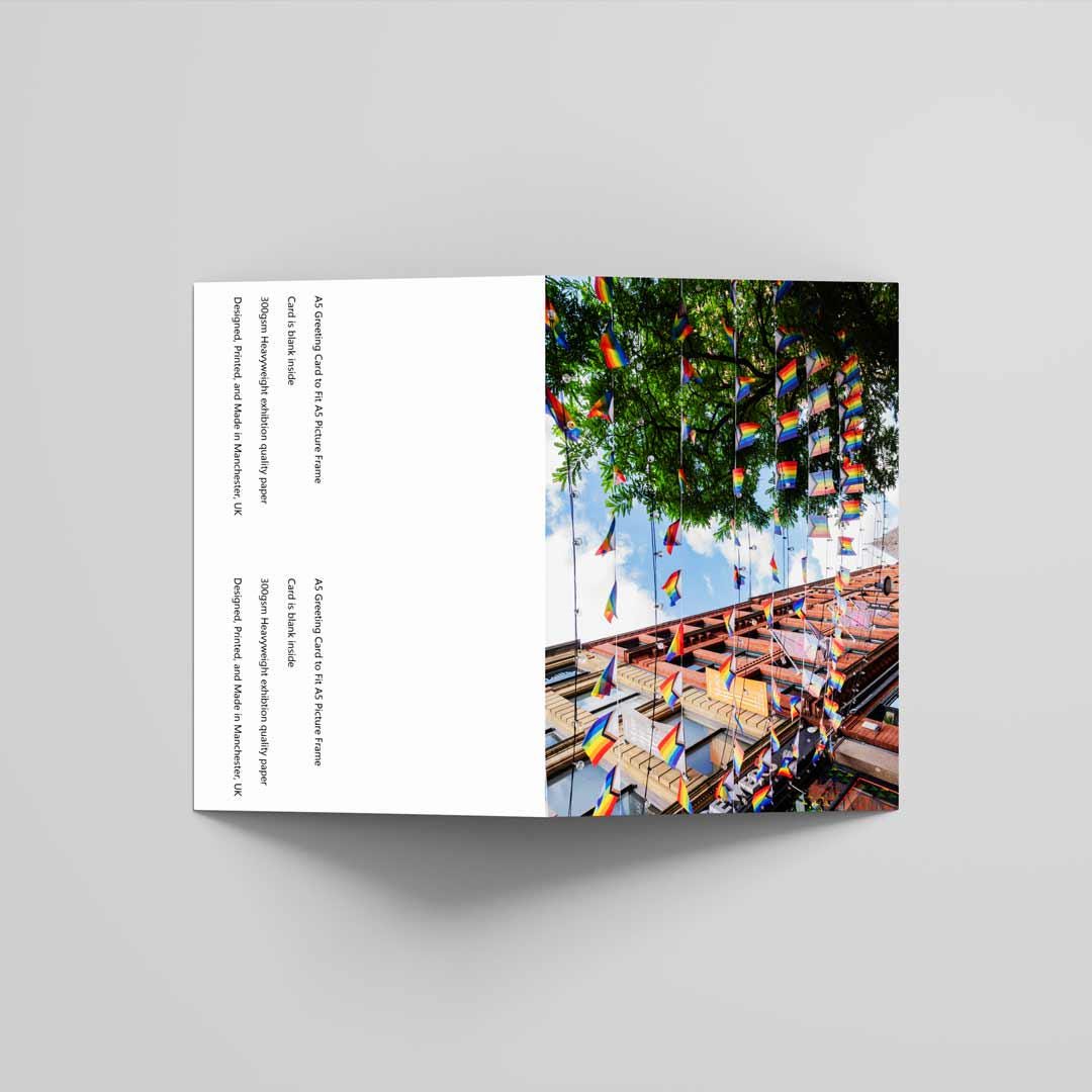 Manchester Rainbow Flag Greetings Card A5 to fit A5 Picture Frame, Street Photography, Wall Art