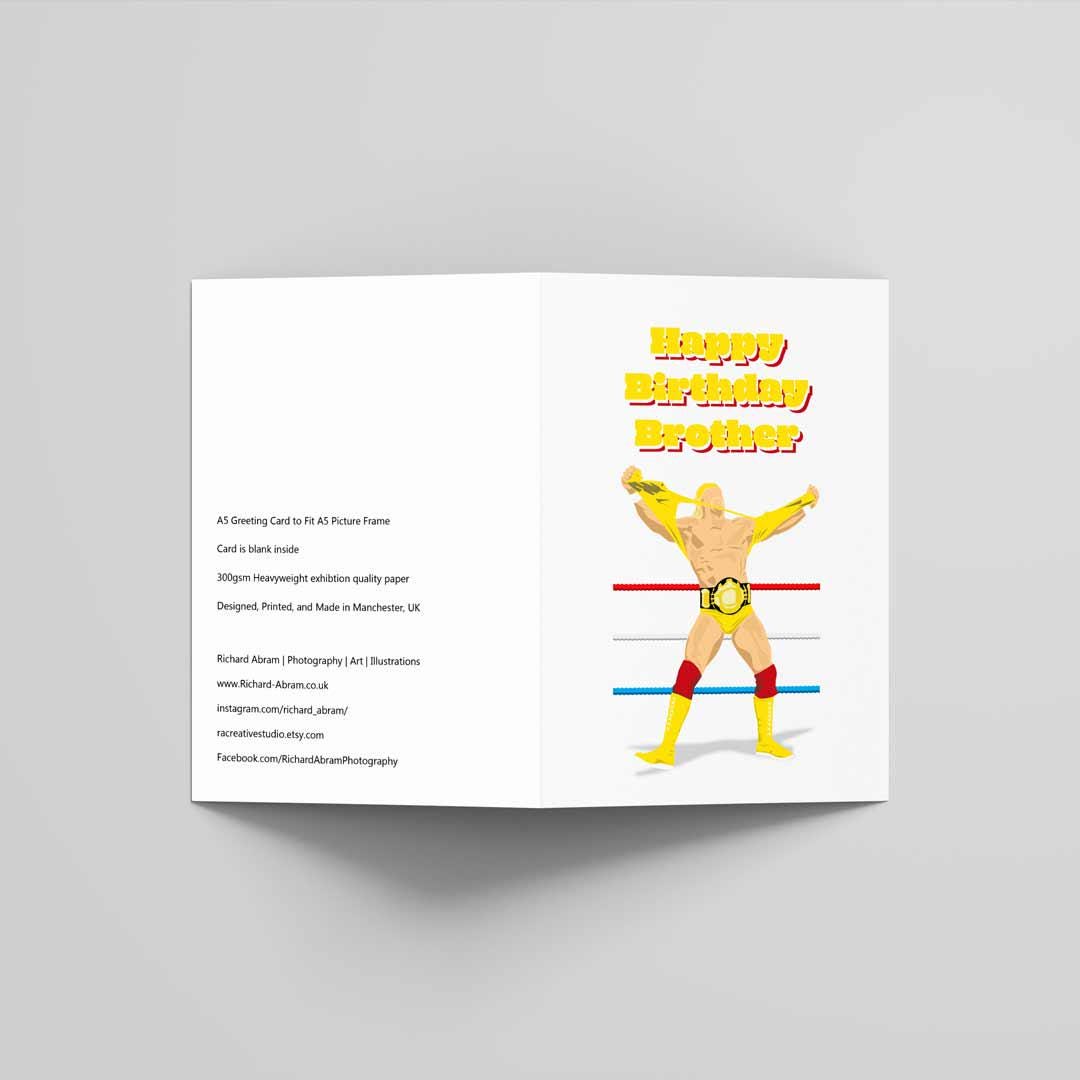 Hogan Wrestling Birthday Greetings Card A5 to fit A5 Retro Fun Pop, Wrestling Art