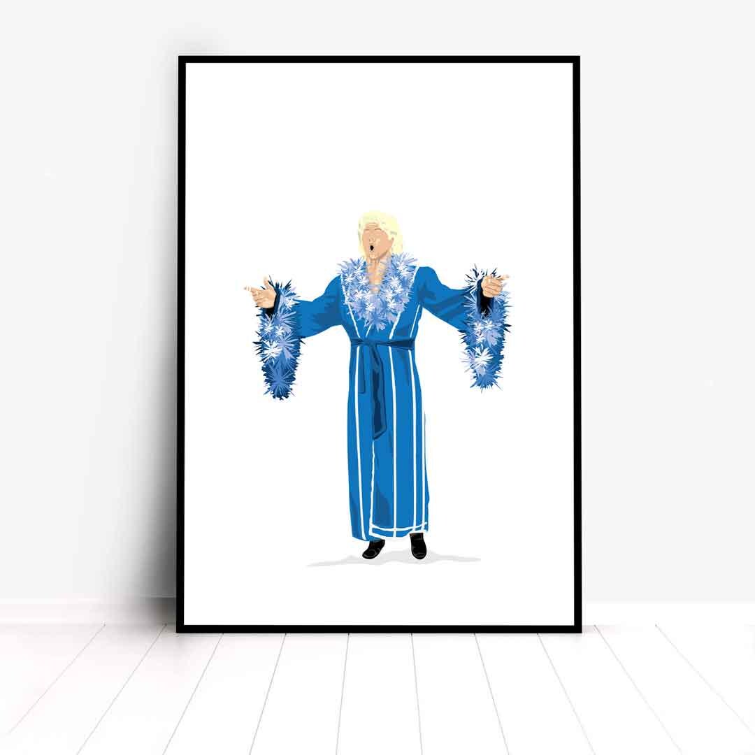 Ric Flair Minimal Wrestling Illustration, Wrestling Art, Wrestling Poster, Fun Pop Culture Wall Art Print