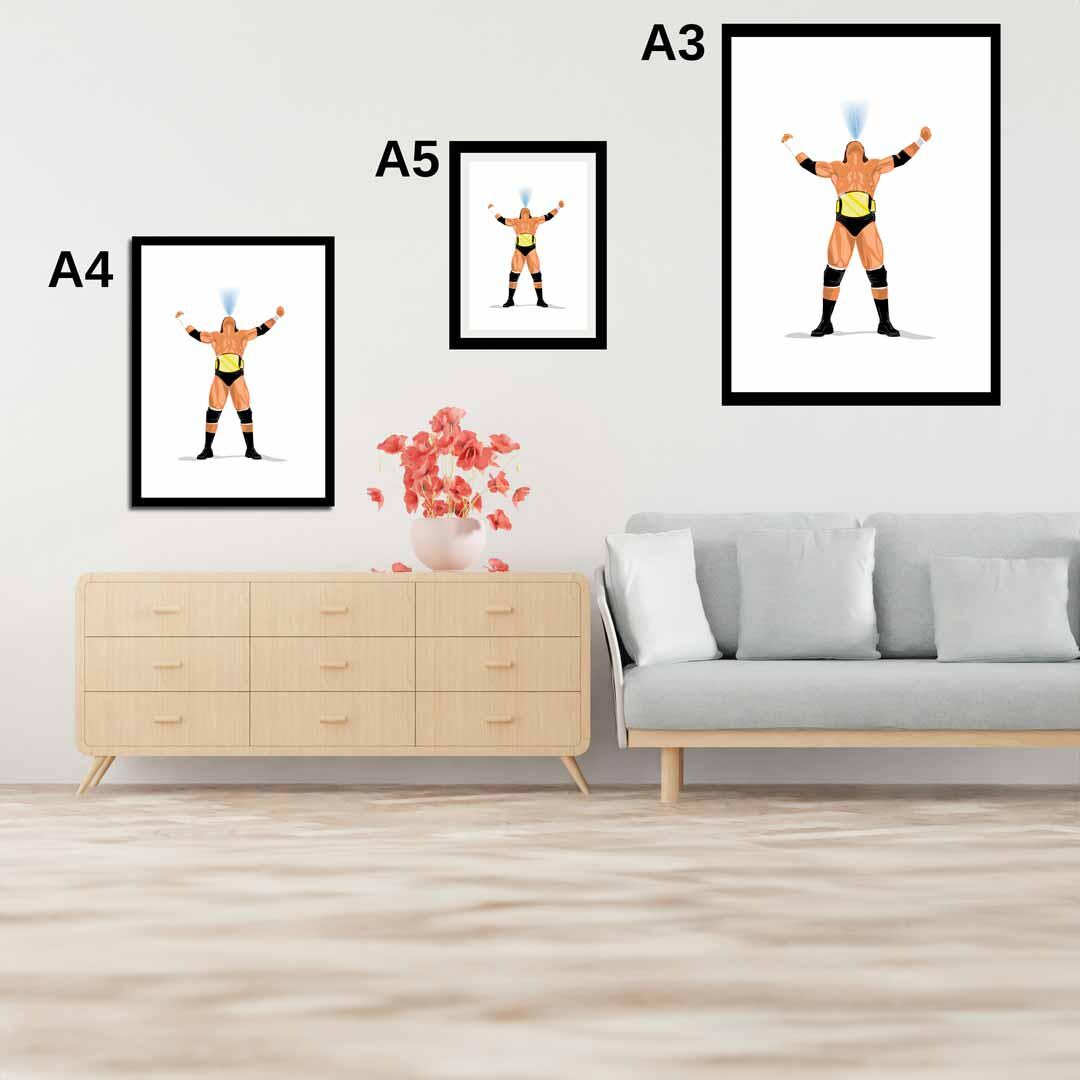 Triple H Illustration Minimal Wrestling Illustration, Wrestling Art, Wrestling Poster, Fun Pop Culture Wall Art Print