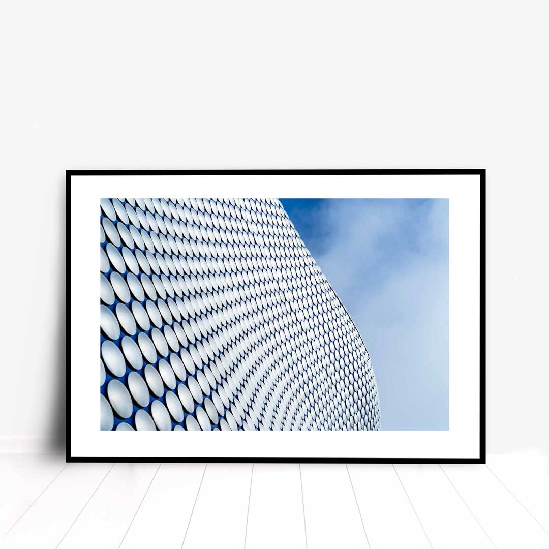 A Modern Building Photography Wall Art of the Bull Ring Building in Birmingham.