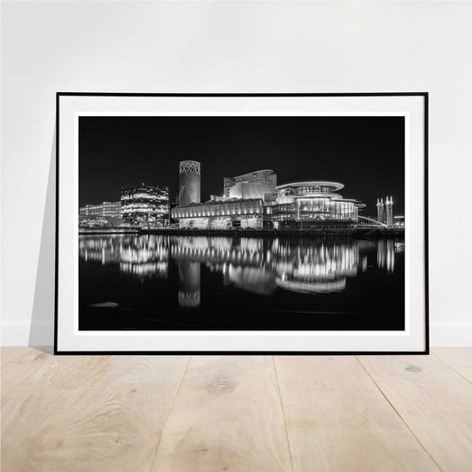 The Lowry Theatre Salford Quays Manchester, Media City, printed in Black and White.