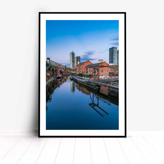 This is a photographic print of the Manchester Castlefield canal area