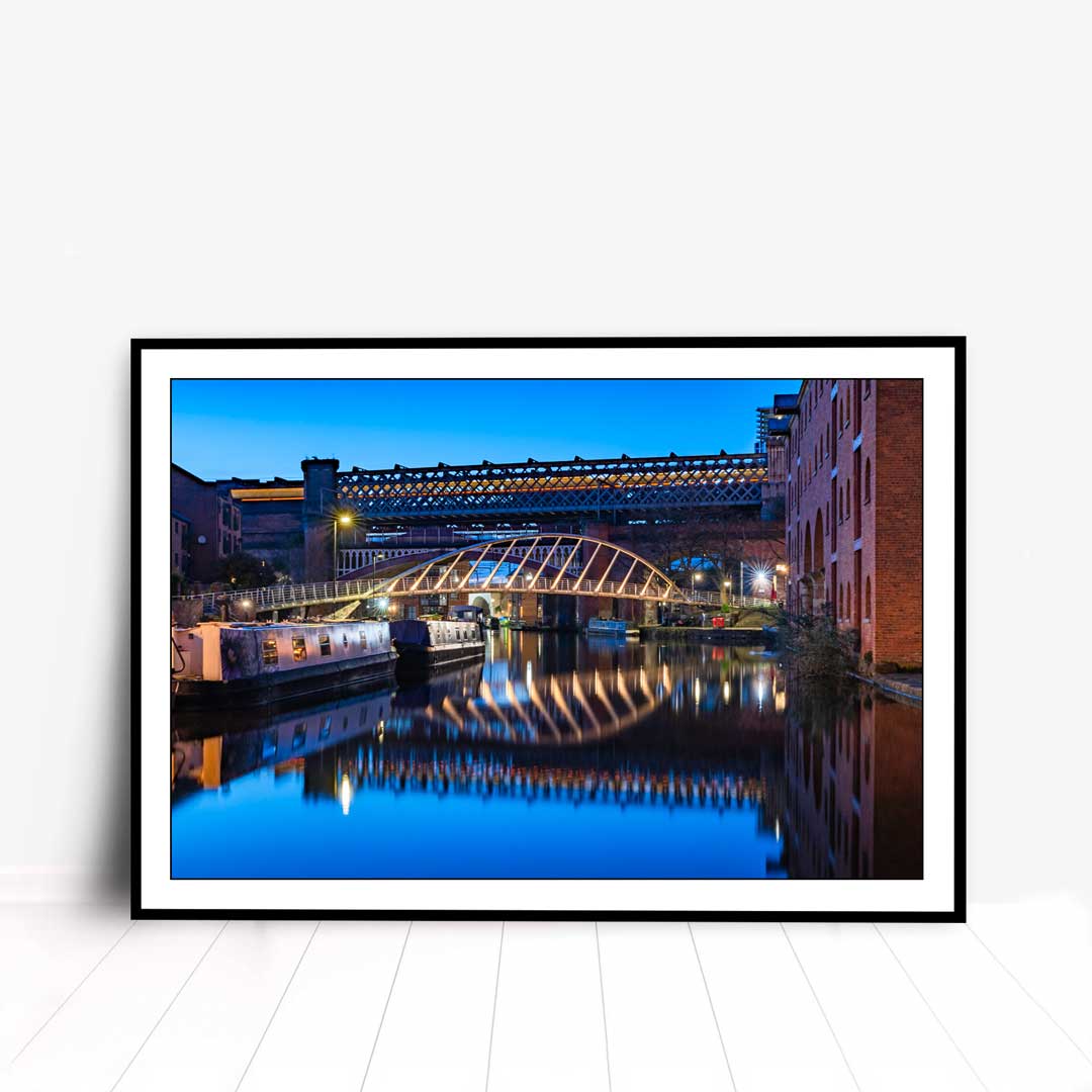 This is a photographic print of the Manchester Castlefield canal area