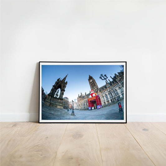 This is a photographic print of the Manchester Town Hall.