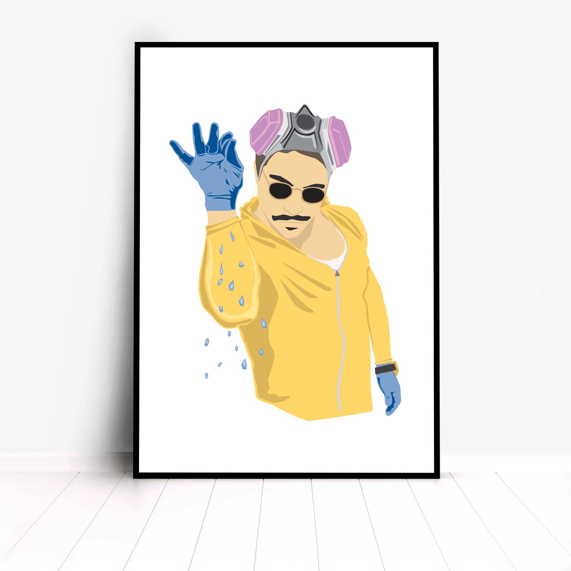 Creative illustration of Walter White from Breaking Bad in the style of Salt Bae.