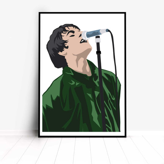 A Vector Art Print of a Close-Up of Liam Gallagher performing