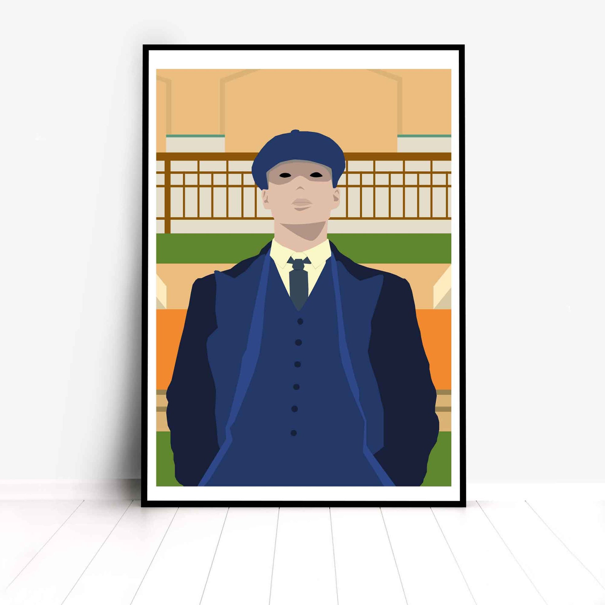 Peaky Blinders Tommy Shelby Illustration Poster, British Gangster Inspired Print TV Series Minimal Wall Art