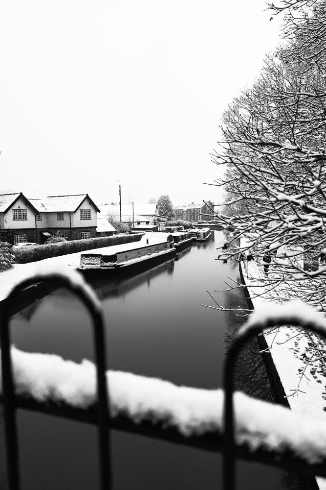 Richard Abram photography - Black and White Winter Photo of Worsley Canal in Manchester, Winter Photographic Home Decor Fine Art Print A4, A3, A2