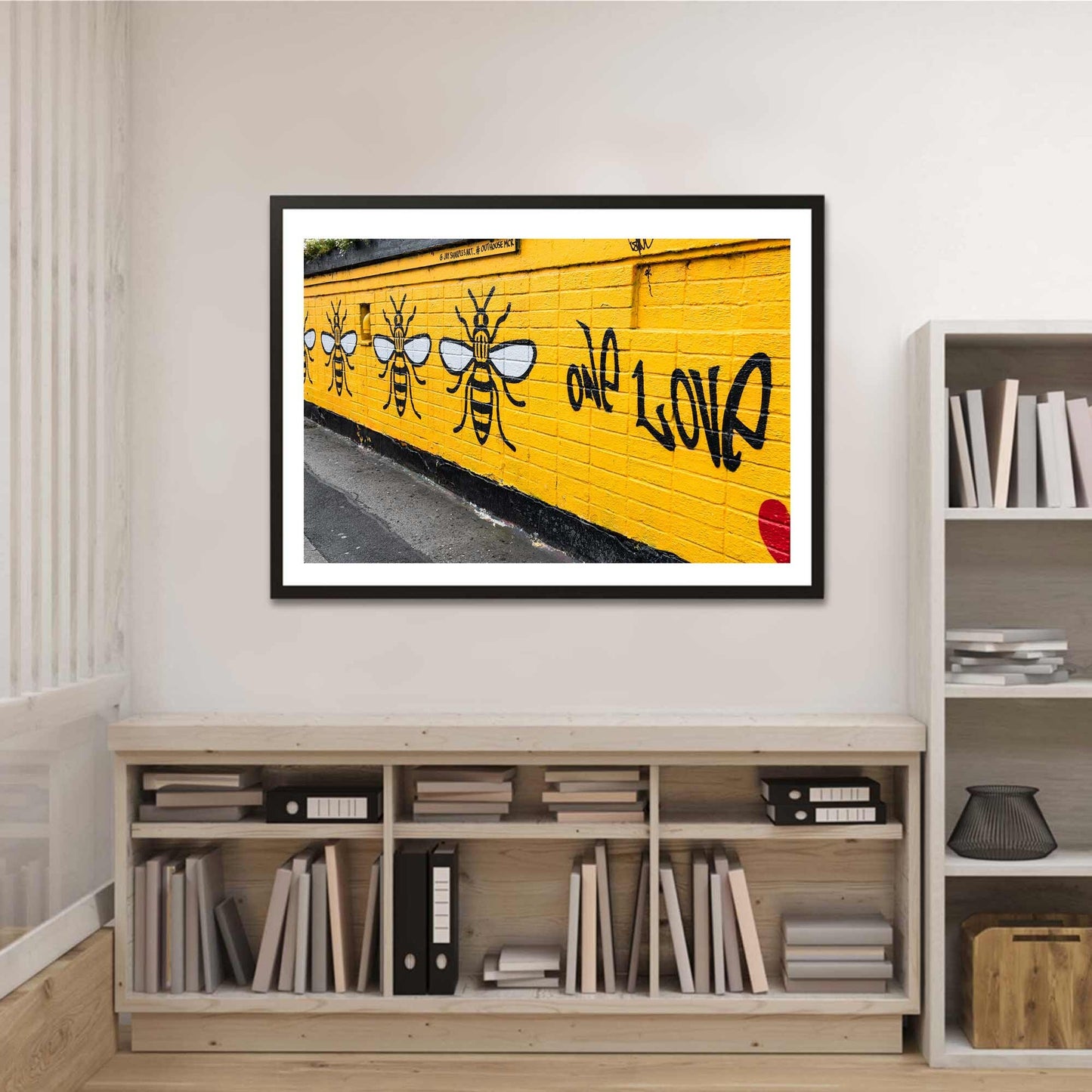 One love with Manchester bees, Manchester Street Photography, Fine Art Photo, Wall Art, Graffiti Art, Manchester Bee's A4, A3, A2