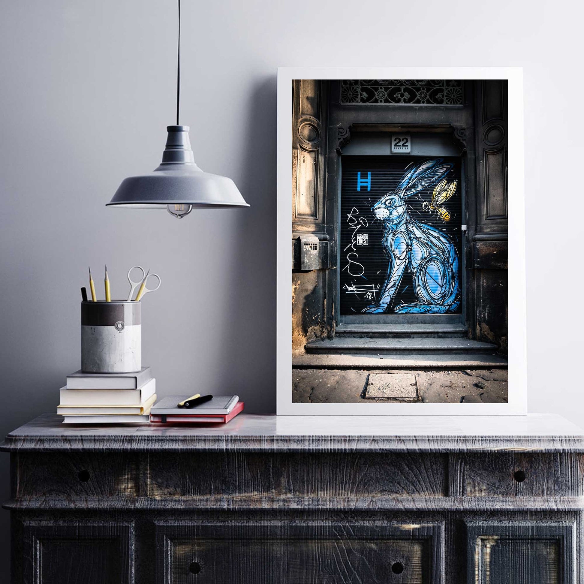 Blue Bunny, Street Photography, Fine Art Photo, Wall Art, Manchester photo, Manchester print, City Print, UK City A4, A3, A2