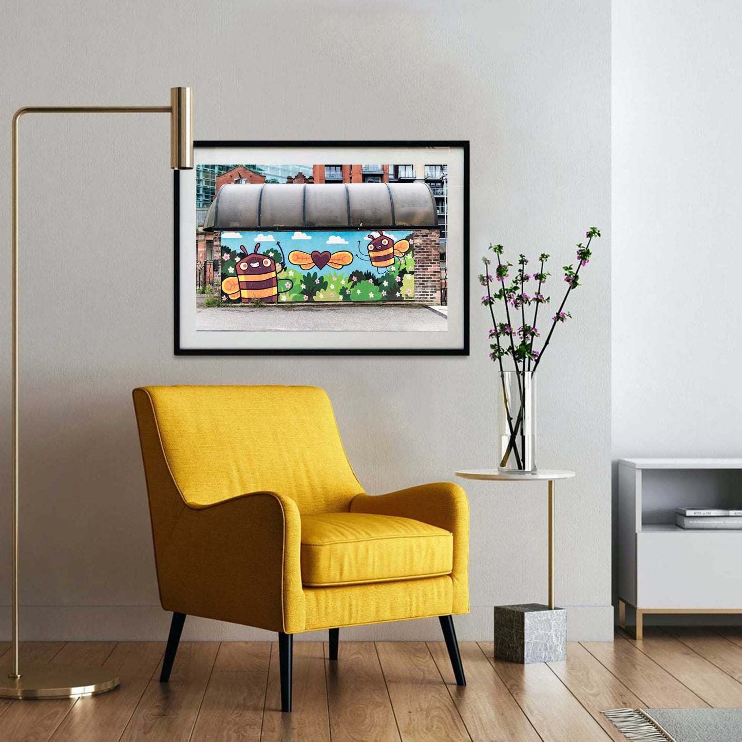 Love Heart Manchester Bee Mural Graffiti Street Art Fine Art Digital Photography Print Photo A4, A3, A2