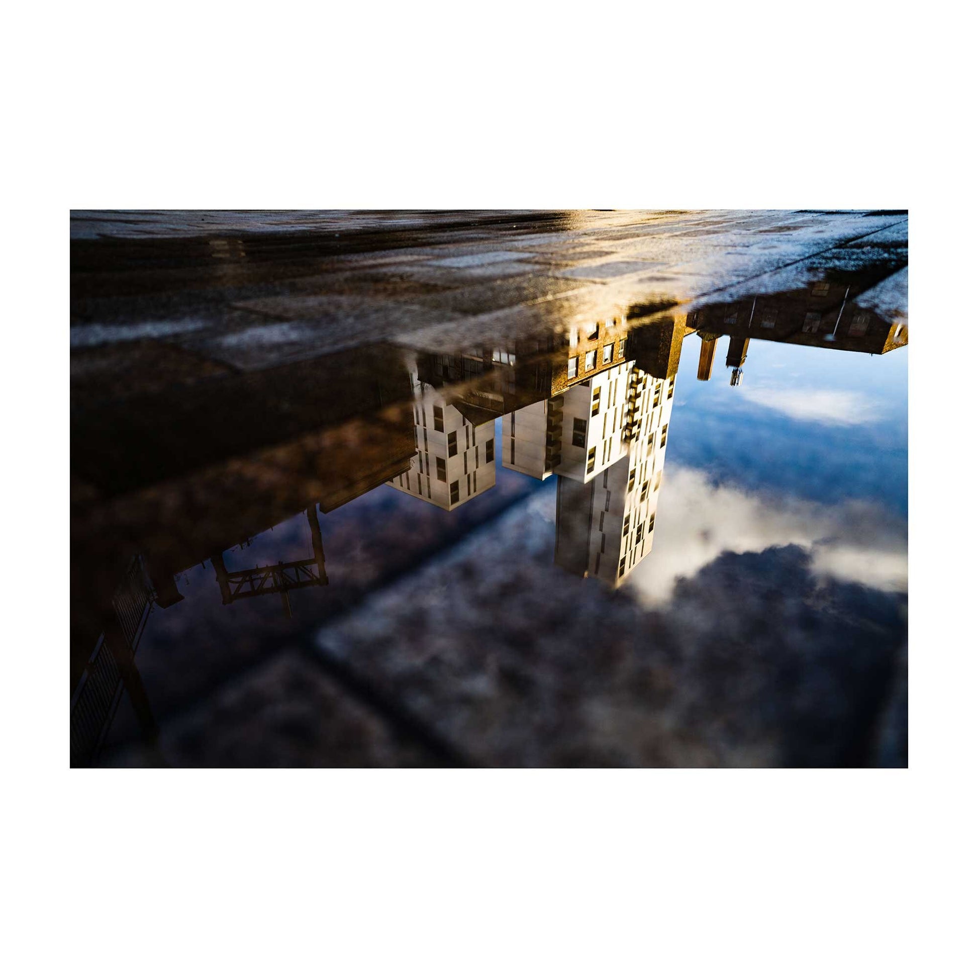 Manchester Puddle Reflection Cityscape Building UK City Travel Urban Landscape Digital Photography Fine Art Print A4, A3, A2