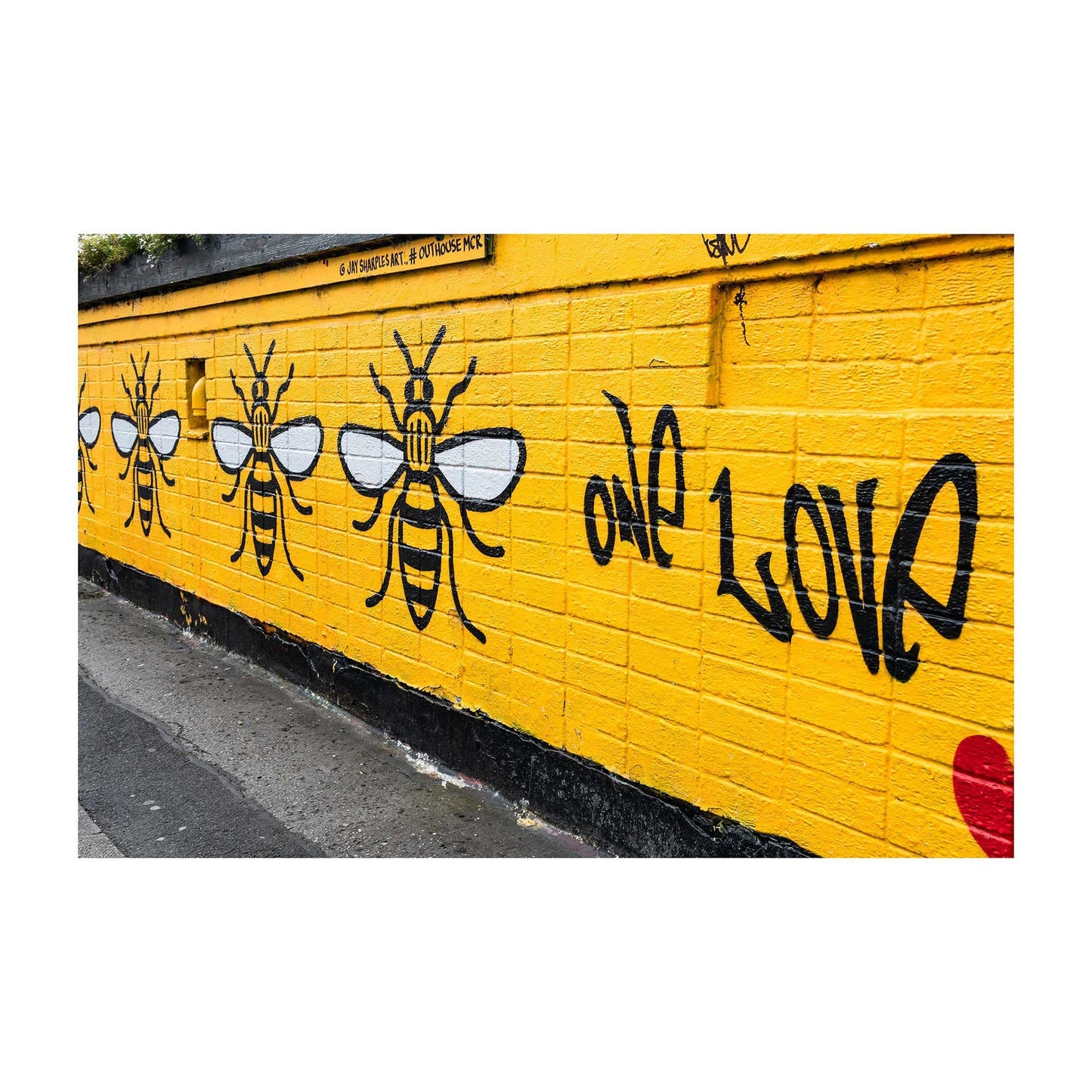 One love with Manchester bees, Manchester Street Photography, Fine Art Photo, Wall Art, Graffiti Art, Manchester Bee's A4, A3, A2