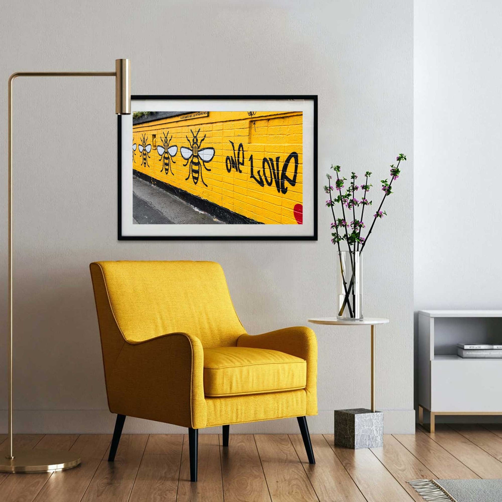 One love with Manchester bees, Manchester Street Photography, Fine Art Photo, Wall Art, Graffiti Art, Manchester Bee's A4, A3, A2