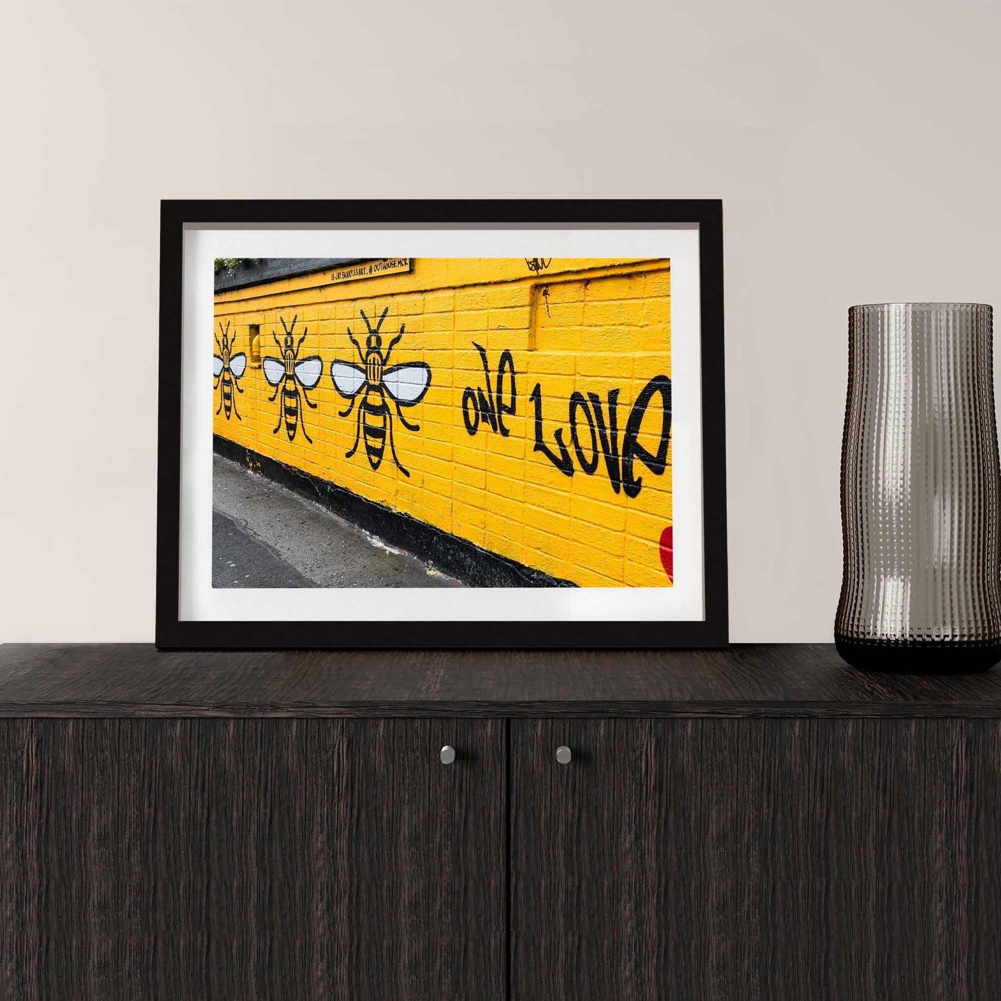 One love with Manchester bees, Manchester Street Photography, Fine Art Photo, Wall Art, Graffiti Art, Manchester Bee's A4, A3, A2