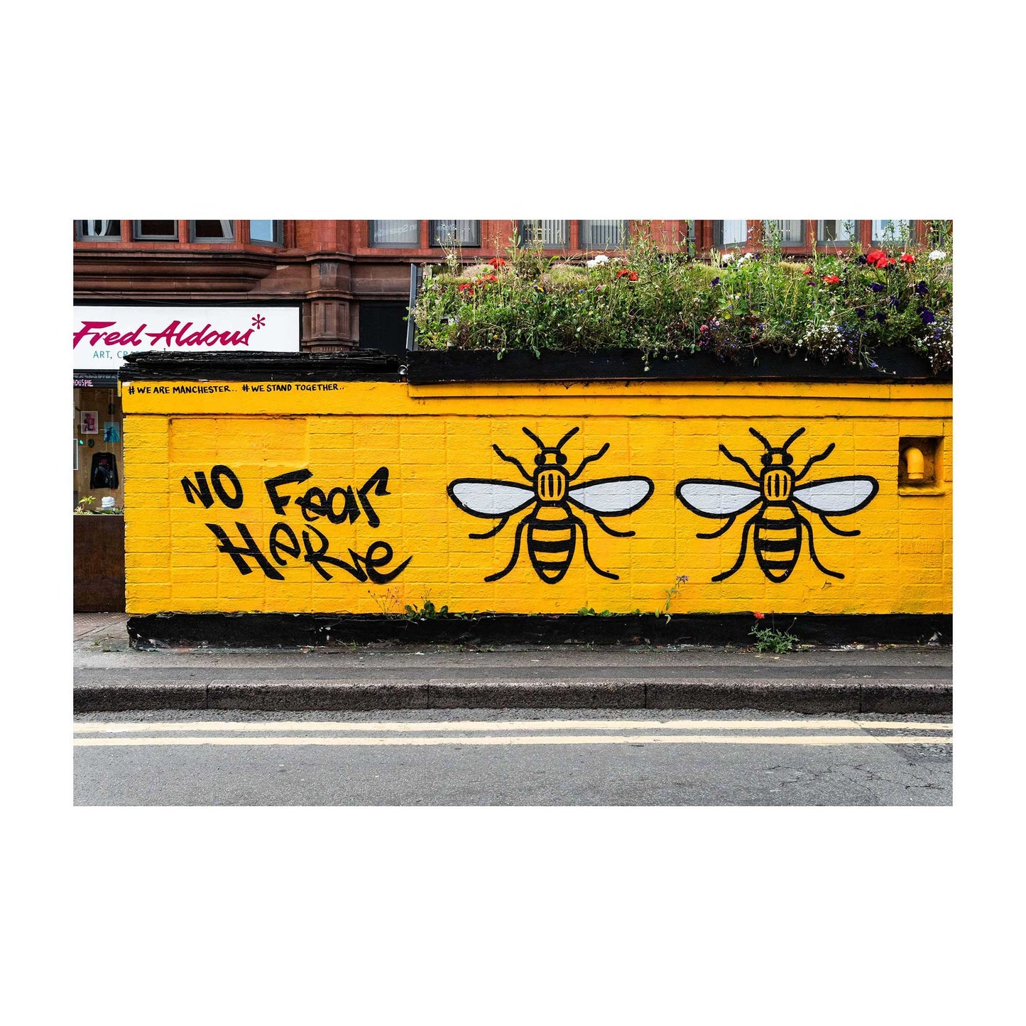 No Fear Here Manchester Bees Manchester Street Photography Graffiti Digital Print Wall Art A4, A3, A2
