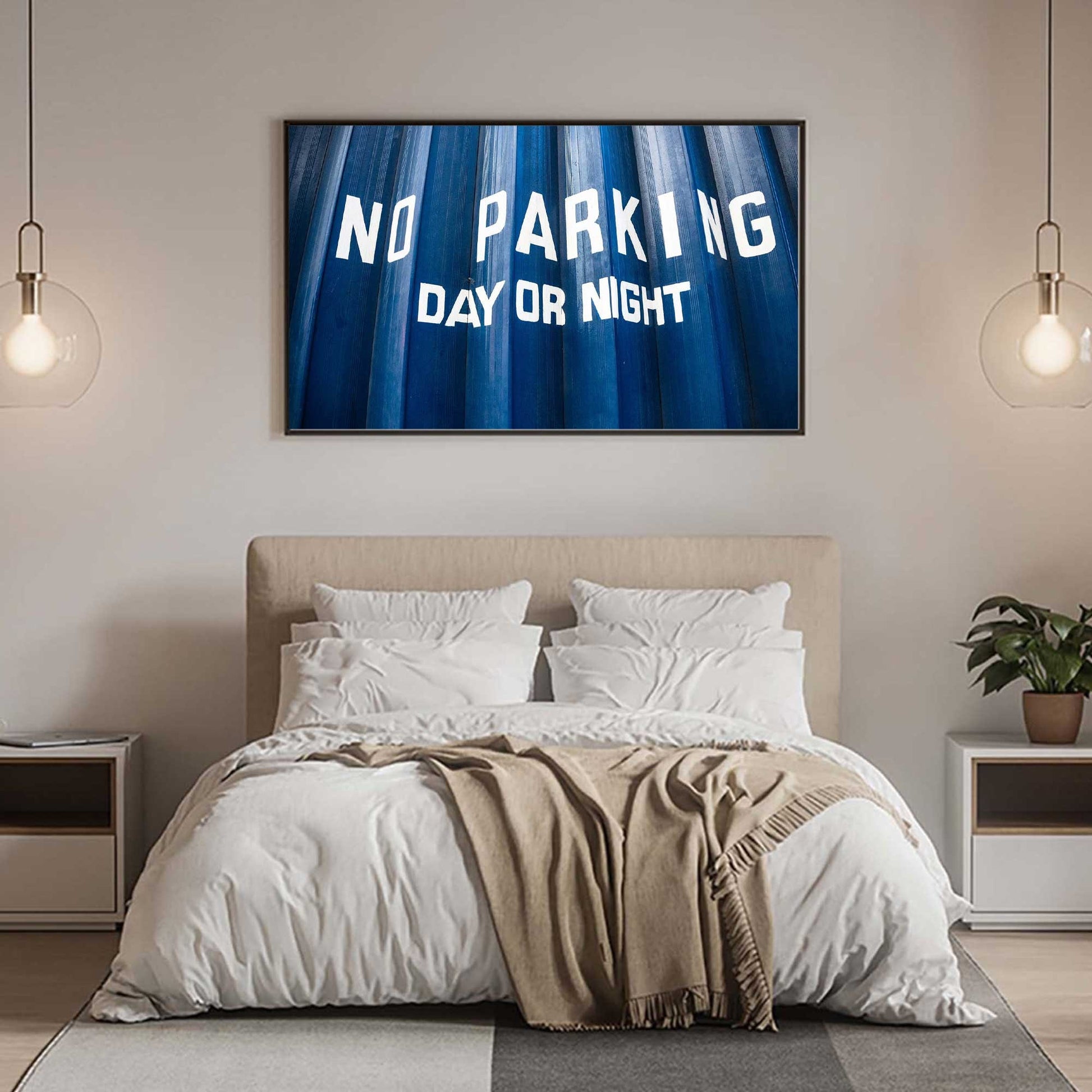 Typography Street Sign Blue Garage Door Digital Photography Fine Art Print A4, A3, A2