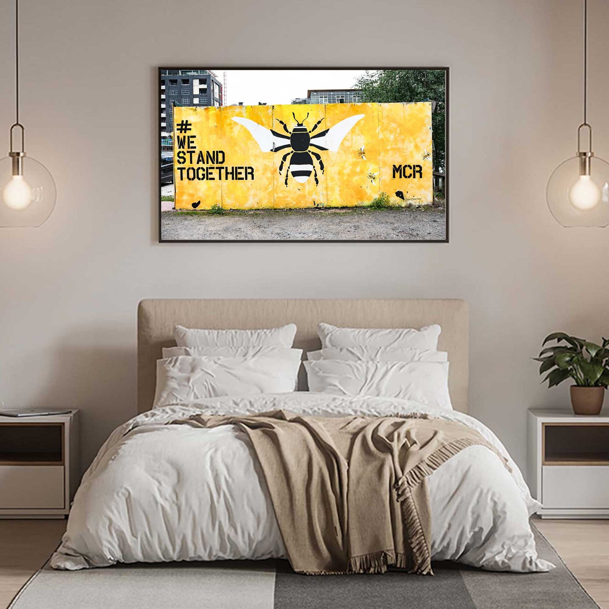 Manchester Big Yellow Bee Graffiti Street Photography Fine Art Digital Print Photo A4, A3, A2