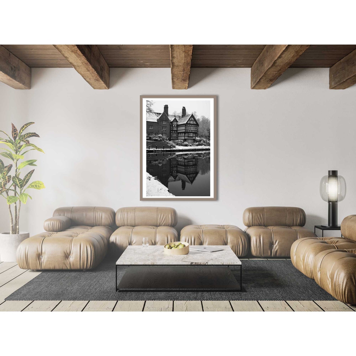 Black and White Winter Photo, Packet House on Worsley Canal Manchester, Snow Decor, Photographic Fine Art, Winter Themed Print A4, A3, A2