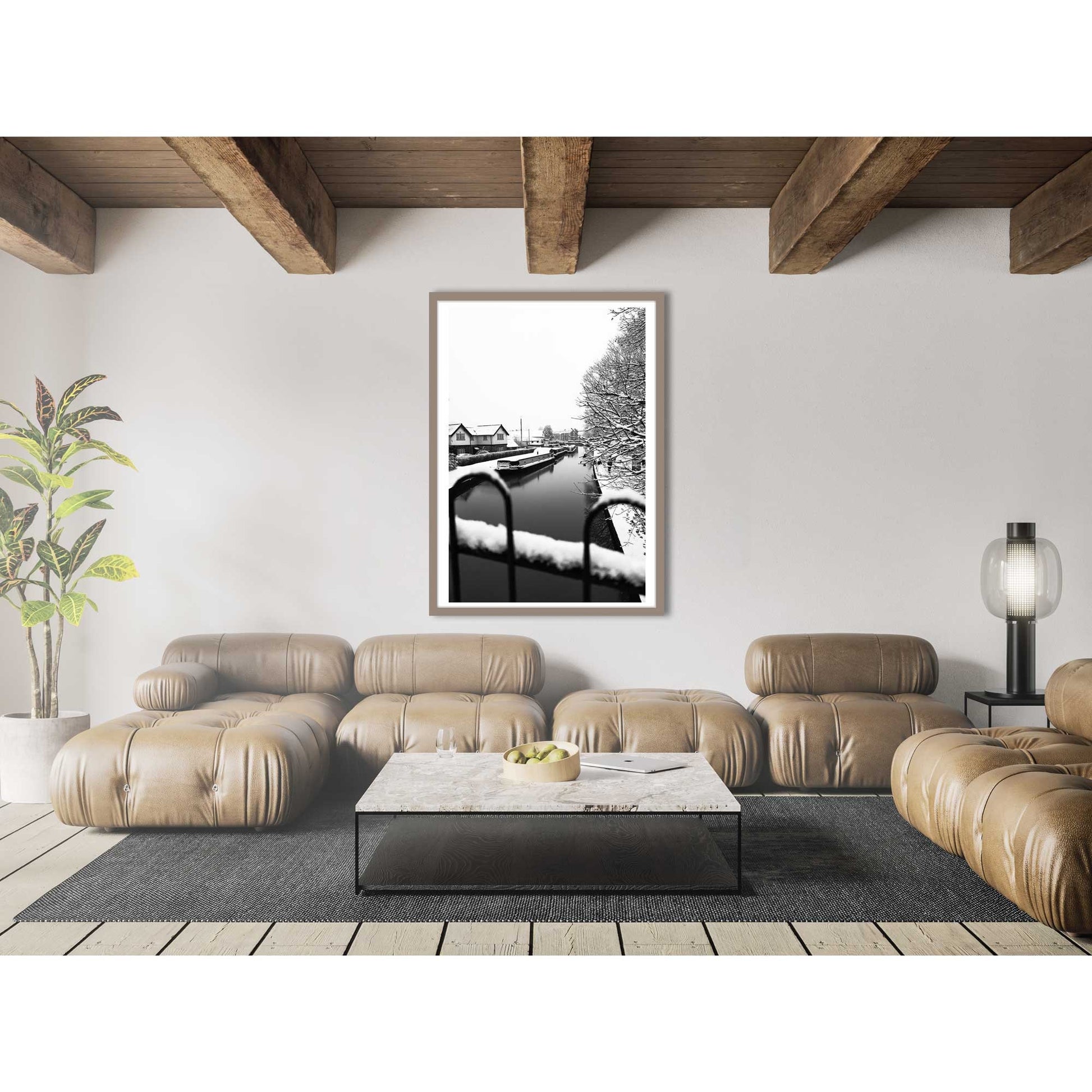 Richard Abram photography - Black and White Winter Photo of Worsley Canal in Manchester, Winter Photographic Home Decor Fine Art Print A4, A3, A2