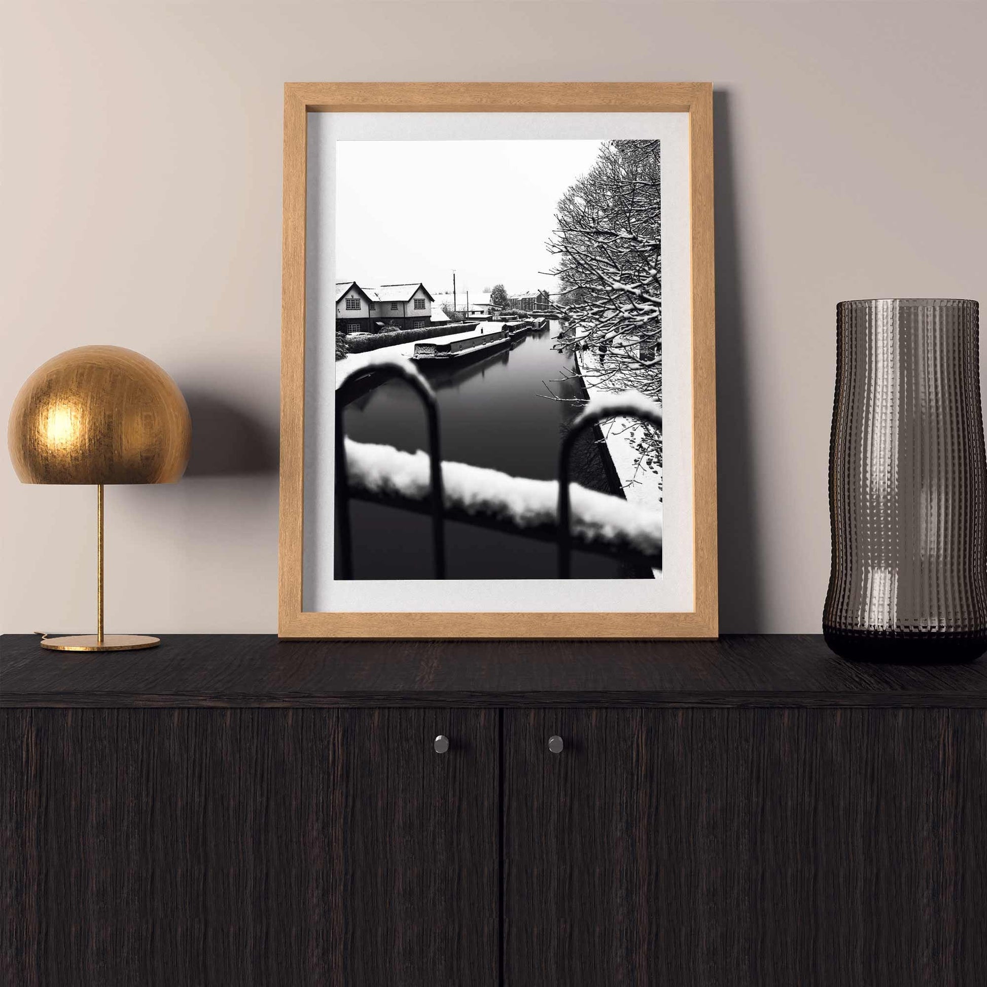 Richard Abram photography - Black and White Winter Photo of Worsley Canal in Manchester, Winter Photographic Home Decor Fine Art Print A4, A3, A2