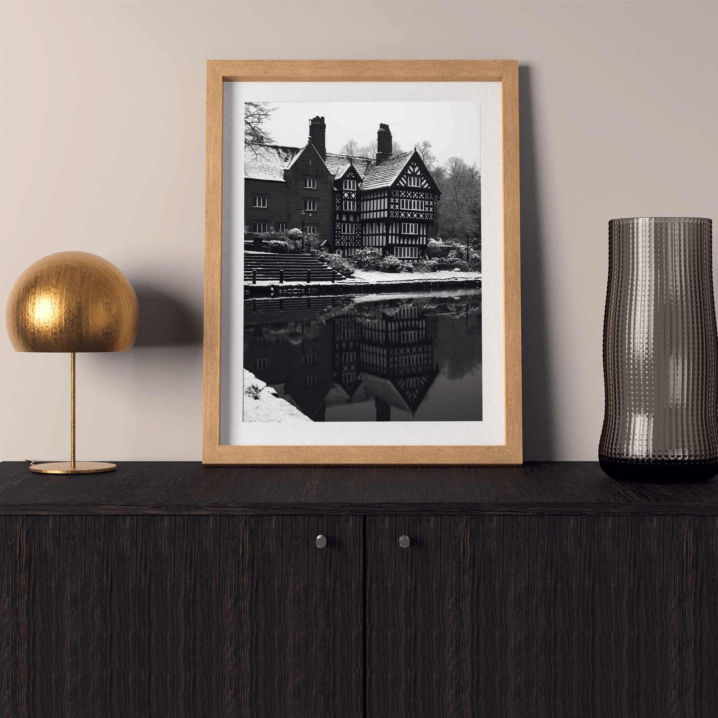 Black and White Winter Photo, Packet House on Worsley Canal Manchester, Snow Decor, Photographic Fine Art, Winter Themed Print A4, A3, A2