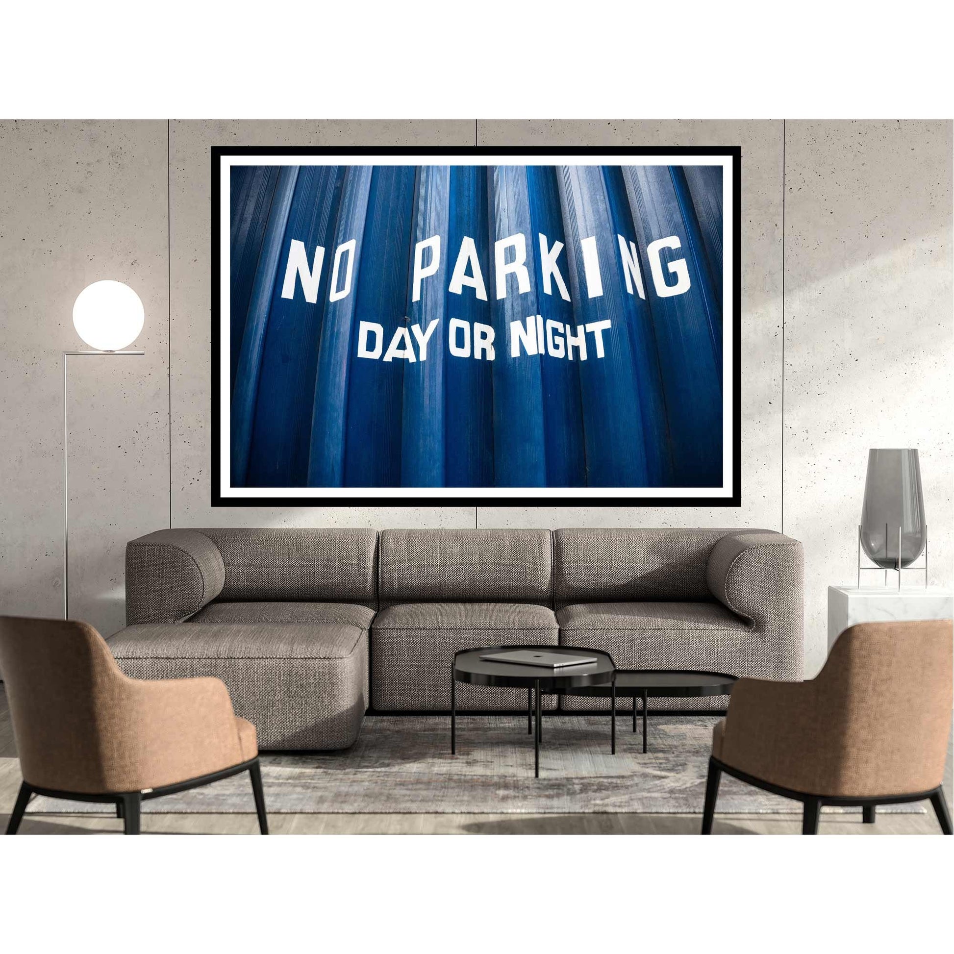 Typography Street Sign Blue Garage Door Digital Photography Fine Art Print A4, A3, A2