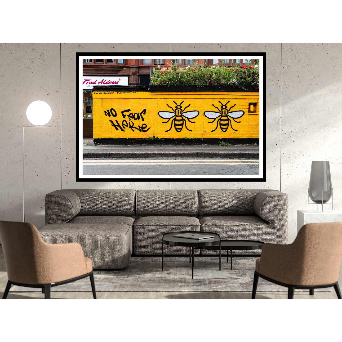 No Fear Here Manchester Bees Manchester Street Photography Graffiti Digital Print Wall Art A4, A3, A2
