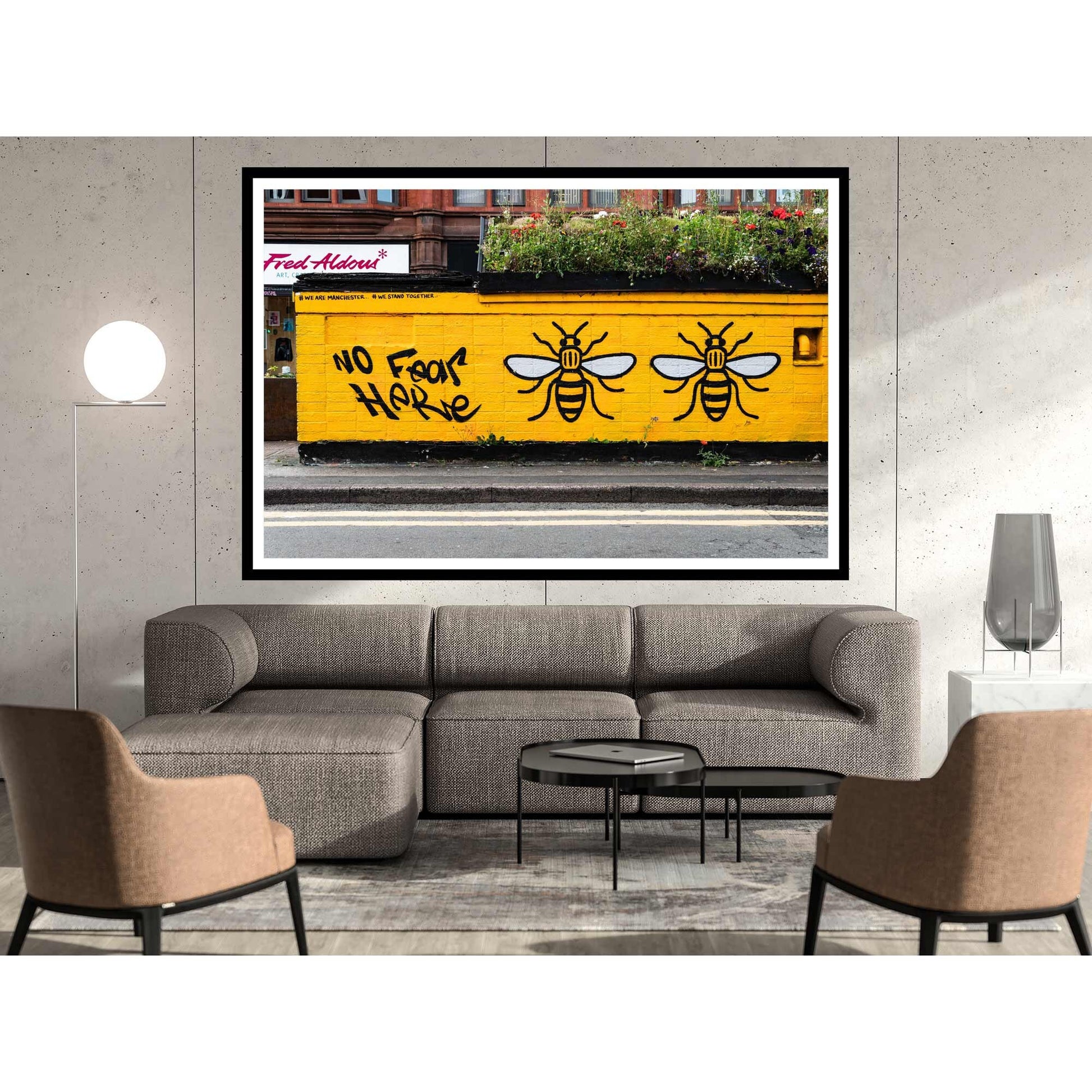 No Fear Here Manchester Bees Manchester Street Photography Graffiti Digital Print Wall Art A4, A3, A2
