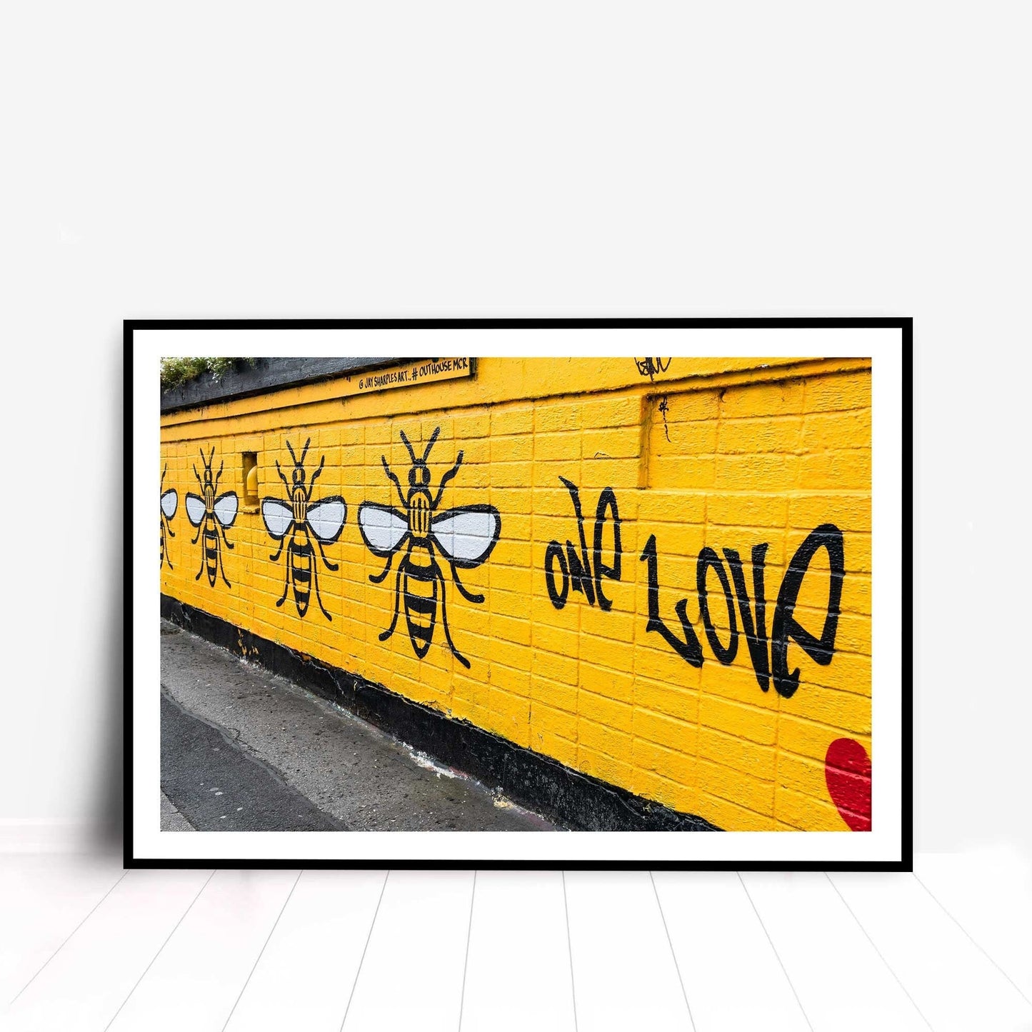 One love with Manchester bees, Manchester Street Photography, Fine Art Photo, Wall Art, Graffiti Art, Manchester Bee's A4, A3, A2