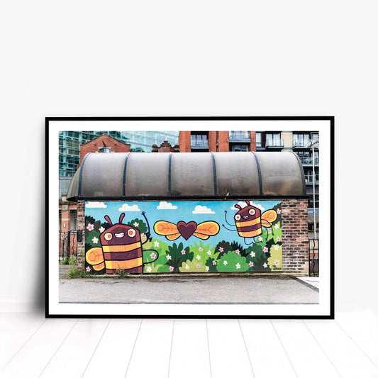 Love Heart Manchester Bee Mural Graffiti Street Art Fine Art Digital Photography Print Photo A4, A3, A2