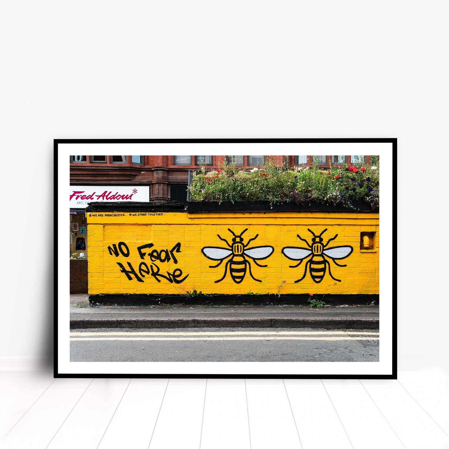 No Fear Here Manchester Bees Manchester Street Photography Graffiti Digital Print Wall Art A4, A3, A2