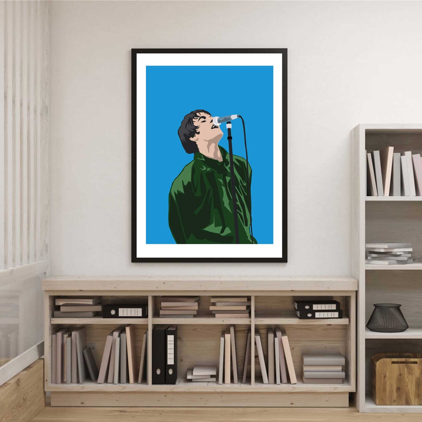 Oasis Liam Gallagher Illustration Poster, British Music Inspired Minimal Wall Art Print