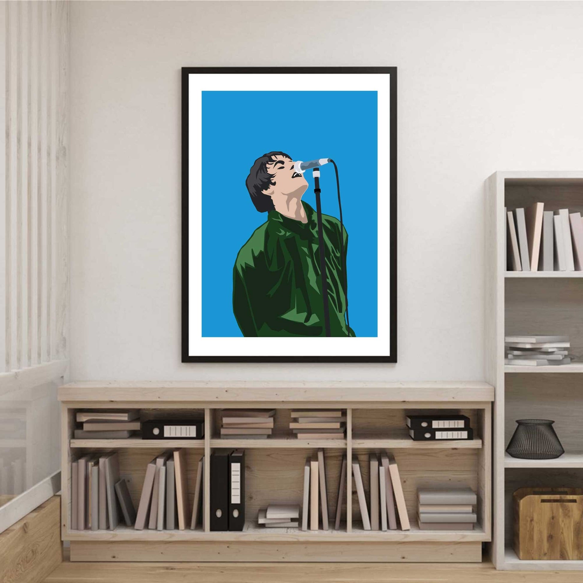 Oasis Liam Gallagher Illustration Poster, British Music Inspired Minimal Wall Art Print
