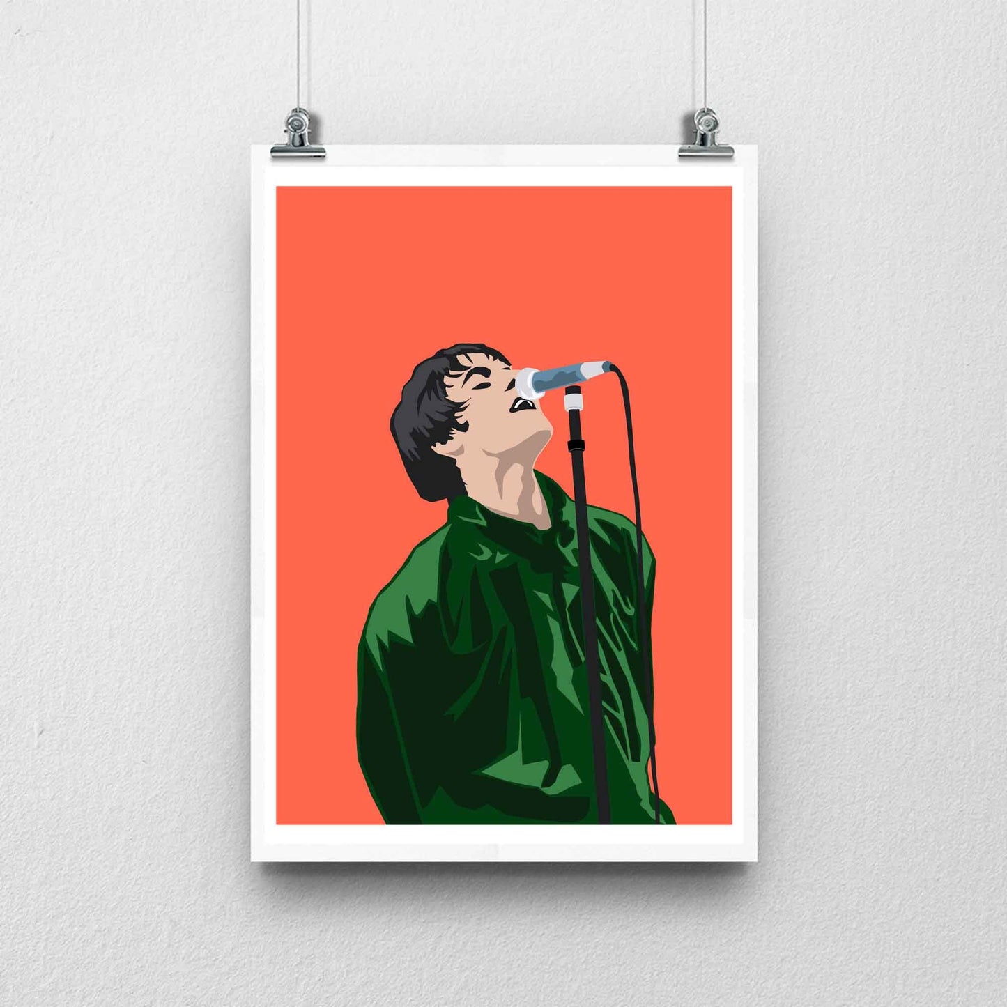 Oasis Liam Gallagher Illustration Poster, British Music Inspired Minimal Wall Art Print